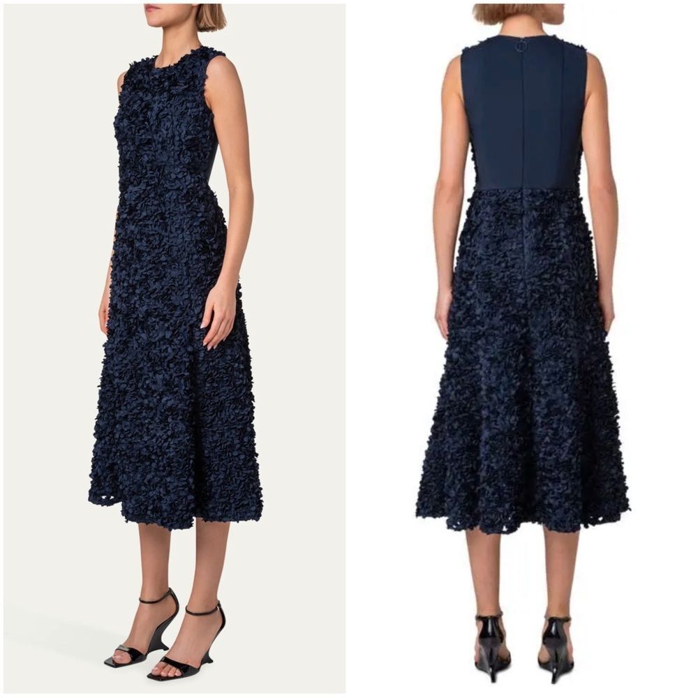 Akris Petal 3D Appliqué Midi-Dress size 2